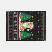 サンタハット柴犬ドッグクリスマスツリーライト醜 フリースブランケット (正面(横))