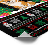 サンタハット柴犬ドッグクリスマスツリーライト醜 ポスター (角)