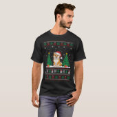 サンタハット柴犬ドッグクリスマスツリーライト醜 Tシャツ (正面フル)