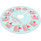 サンタハット沿岸のクリスマスと可愛い赤いカニ ブラッシュドポリエステルツリースカート (アングル)