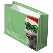 サンタハット猫、クリスマスプレゼント ラージペーパーバッグ (正面アングル)
