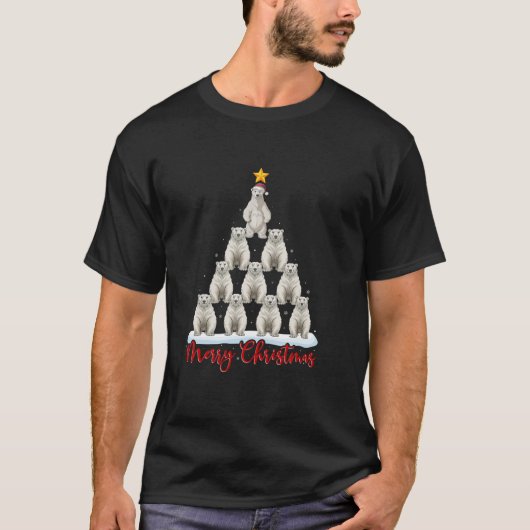 サンタハット醜いクリスマスおもしろいポーラベアクリスマストル Tシャツ (正面)