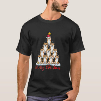 サンタハット醜いクリスマスおもしろい柴犬ドッグクリスマス Tシャツ
