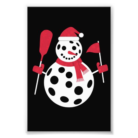 サンタハット雪だるまファミリークリスマスマッチングピックボール フォトプリント            (正面)