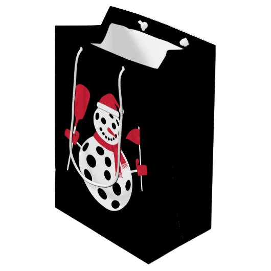 サンタハット雪だるまファミリークリスマスマッチングピックボール ミディアムペーパーバッグ (正面アングル)