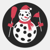 サンタハット雪だるまファミリークリスマスマッチングピックボール ラウンドシール (正面)