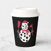 サンタハット雪だるまファミリークリスマスマッチングピックボール 紙コップ (正面)