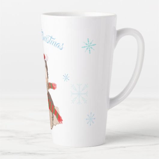 サンタハット雪のかわいいクリスマスヨークシャーテリア カフェラテマグ (右)
