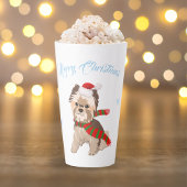 サンタハット雪のかわいいクリスマスヨークシャーテリア カフェラテマグ