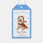 サンタハット雪のかわいいクリスマスヨークシャーテリア ギフトタグ (裏面)