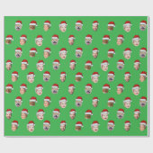 サンタハット顔カスタムファミリー5枚の写真クリスマス ラッピングペーパー (フラット)