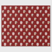 サンタハット顔ギフト、カスタム顔3写真クリスマス ラッピングペーパー (フラット)