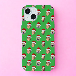 サンタハット顔家族3枚の写真クリスマスプレゼント iPhone 15ケース