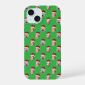 サンタハット顔家族3枚の写真クリスマスプレゼント iPhone 15ケース (裏面)