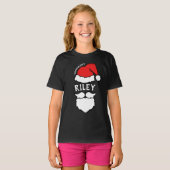 サンタハット&ひげの名前を追加ファミリークリスマス Tシャツ (正面フル)