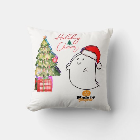 サンタハット&クリスマスツリーと可愛い幽霊- Adora クッション (正面)