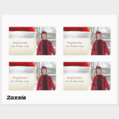 サンタハット、クリスマス、おもしろい写真 長方形シール (シート)