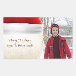 サンタハット、クリスマス、おもしろい写真 長方形シール