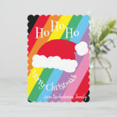 サンタハット ホホホ メリークリスマス ミニマル レインボー シーズンカード (スタンド正面)