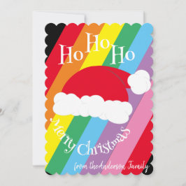 サンタハット ホホホ メリークリスマス ミニマル レインボー シーズンカード