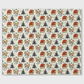 サンタハット、ミトン、木 ラッピングペーパー (フラット)