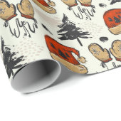 サンタハット、ミトン、木 ラッピングペーパー (ロールコーナー)