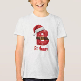 サンタハット モノグラム B クリスマスアルファベット トライブレンドＴシャツ