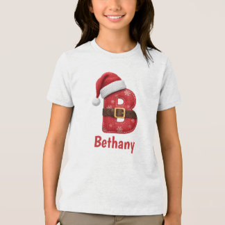 サンタハット モノグラム B クリスマスアルファベット トライブレンドTシャツ