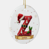 サンタハット 赤いクリスマス 文字 Z 名前 セラミックオーナメント (右)