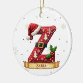 サンタハット 赤いクリスマス 文字 Z 名前 セラミックオーナメント (左)