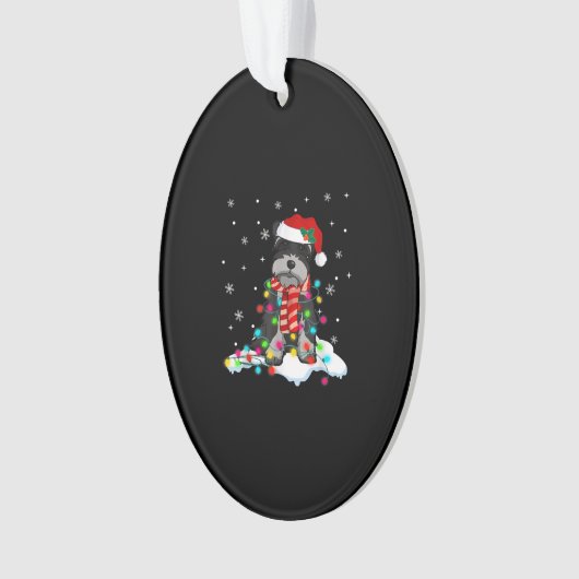サンタハットgifを使用した可愛いシュノーザーのクリスマスライト オーナメント (正面)