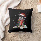 サンタハットgifを使用した可愛いシュノーザーのクリスマスライト クッション (ブランケット)