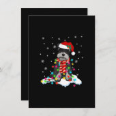 サンタハットgifを使用した可愛いシュノーザーのクリスマスライト サンキューカード (正面/裏面)