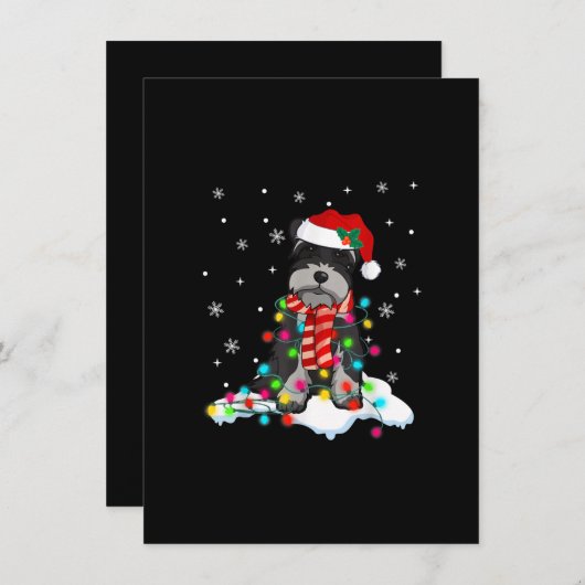 サンタハットgifを使用した可愛いシュノーザーのクリスマスライト サンキューカード (正面/裏面)