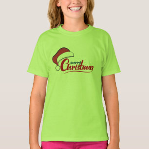 サンタハットTシャツを着たメリークリスマス Tシャツ