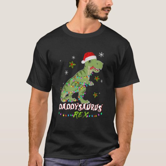 サンタハットTレックスマッチングファミリークリスマス恐竜 Tシャツ (正面)