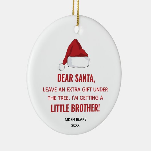サンタハッパーソナライズされたトが弟を期待 セラミックオーナメント (右)