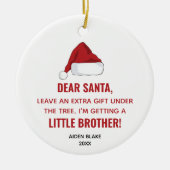 サンタハッパーソナライズされたトが弟を期待 セラミックオーナメント (正面)