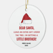 サンタハッパーソナライズされたトが弟を期待 セラミックオーナメント (左)