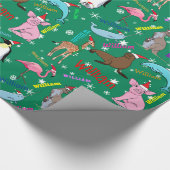 サンタハッパーソナライズされたトに登場するかわいいクリスマスの動物たち ラッピングペーパー (角)
