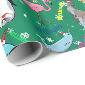 サンタハッパーソナライズされたトに登場するかわいいクリスマスの動物たち ラッピングペーパー (ロールコーナー)