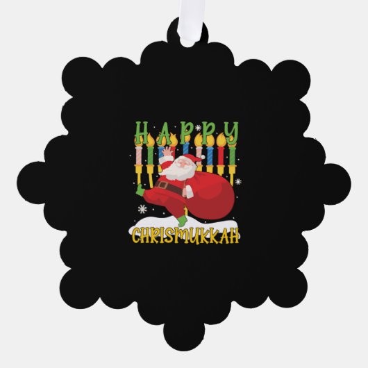 サンタハッピークリスムカおもしろいーHanukkahクリスマス オーナメントカード (正面)