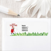 サンタハッピーホリデーのあるゴルフメリークリスマス ラベル (インサイチュ)