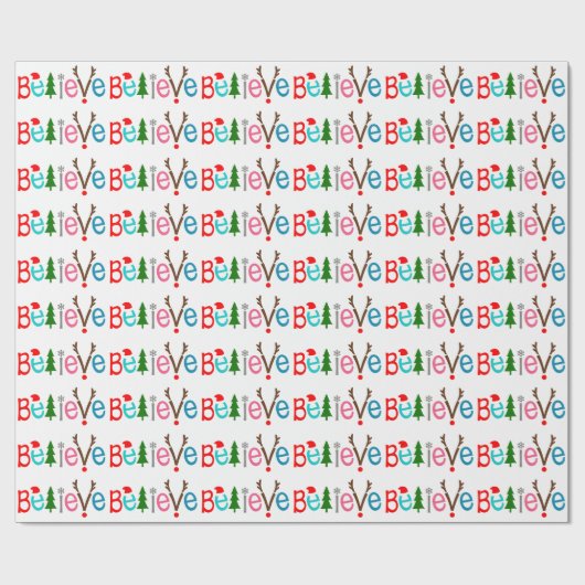 サンタハッ信じトトインデア〔雄ジカの〕枝角 |クリスマス ラッピングペーパー (フラット)