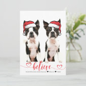 サンタハッ信じトペット写真ホリデーカード (スタンド正面)