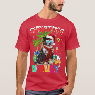 サンタハッ縁どトサングラスクリステム Tシャツ