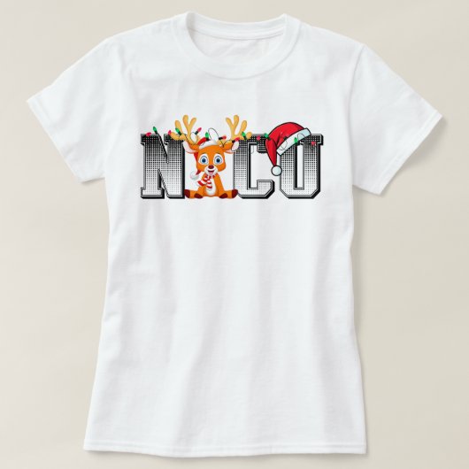 サンタハトレンデアクリスマスライトクリスマスNICUナース Tシャツ (デザイン正面)