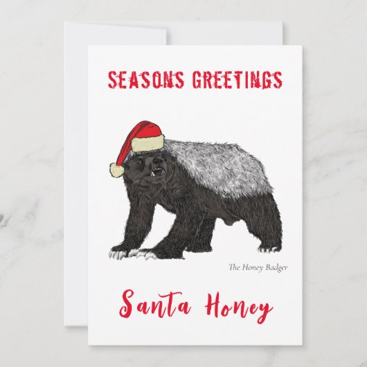 サンタハニーおもしろいクリスマスハニーバジャー引用文 シーズンカード (正面)