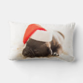 サンタハパーソナライズされたットでかわいい子犬の写真 ランバークッション (裏面)