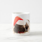 サンタハパーソナライズされたットでかわいい子犬 コーヒーマグカップ (中央)